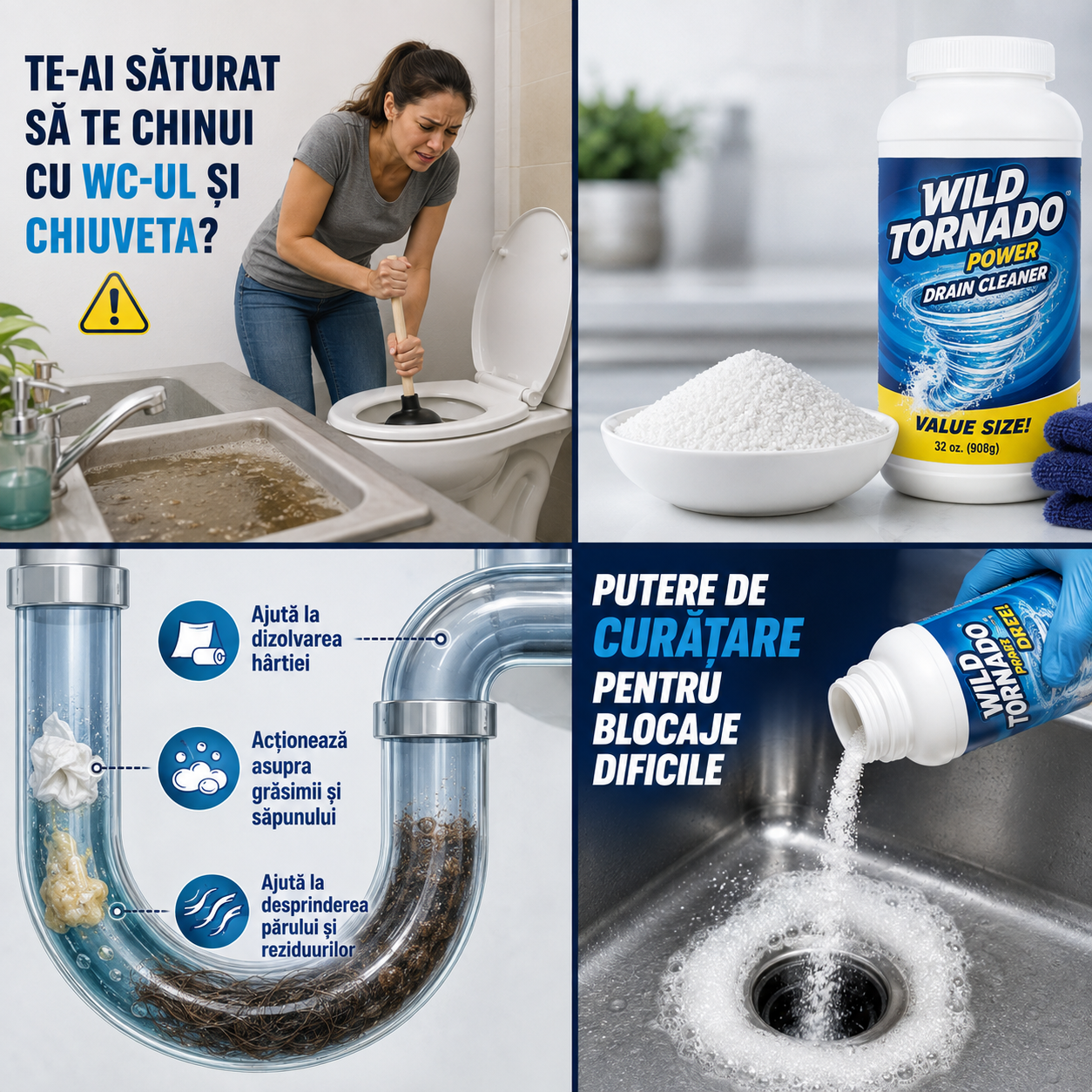 Wild Tornado – Desfundă Țevile Rapid și Elimină Depunerile Fără Efort!