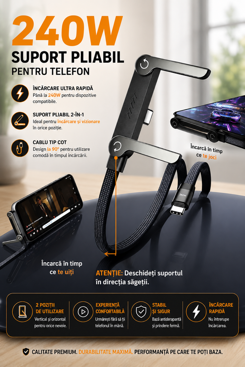 Chargio™ – Suport Telefon cu Încărcare Rapidă 240W USB-C