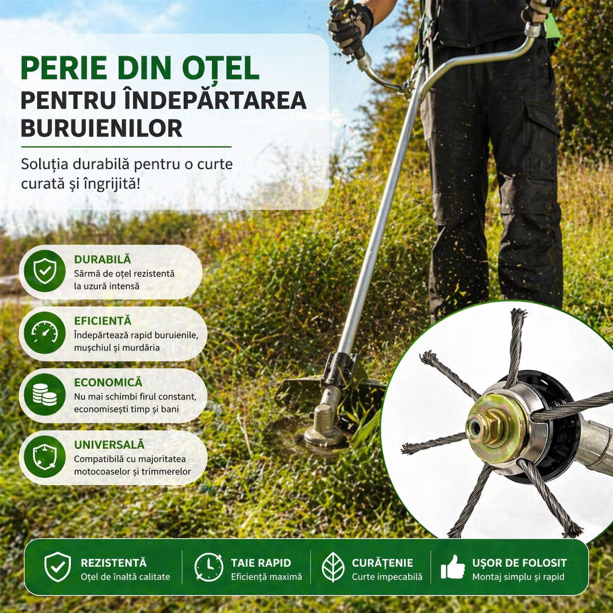 Cap Metalic Ultra-Rezistent pentru Motocoasa