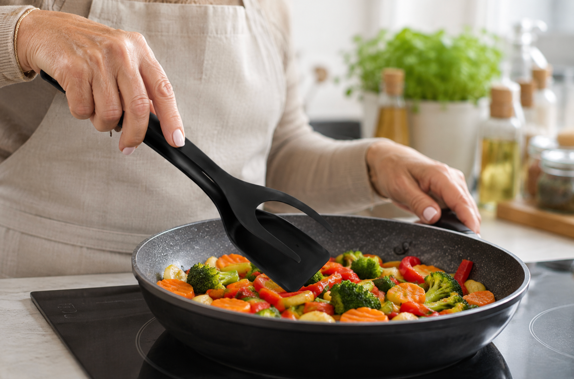 Spatula 2-în-1 – Prinde, Întoarce și Servește cu Ușurință! 🍳