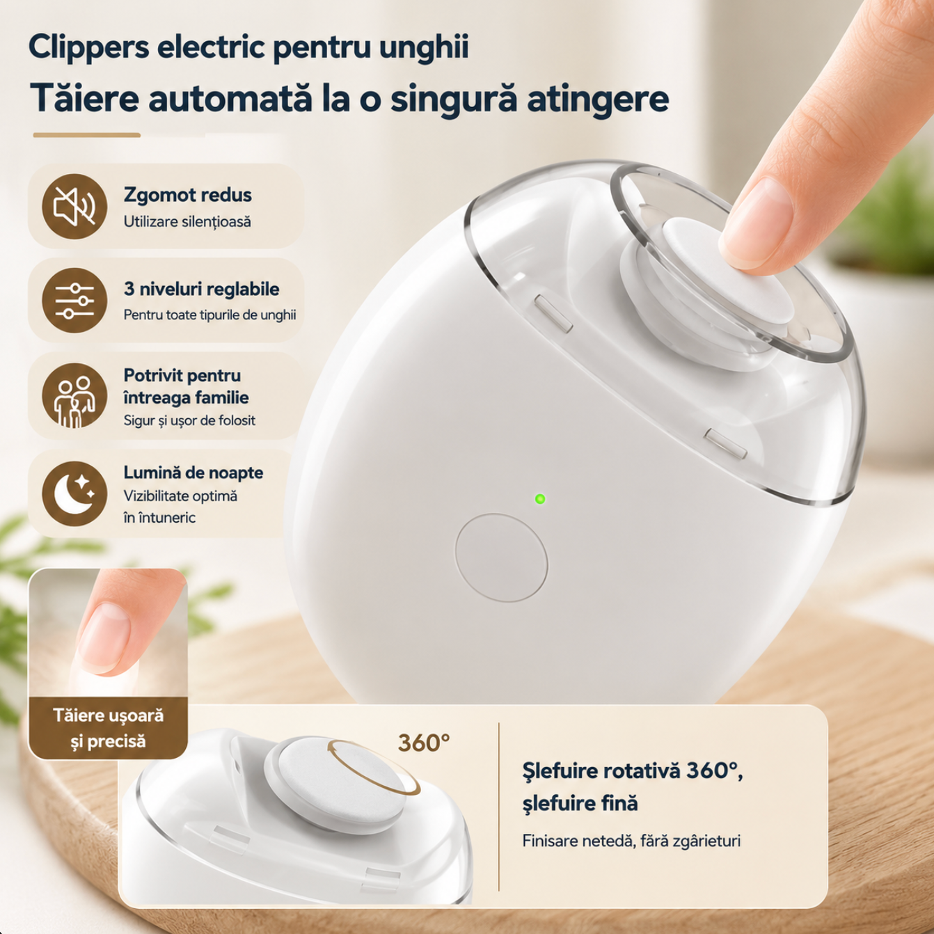 Unghiera Electrica 2-în-1 pentru Tăierea și Pilirea Unghiilor – NailCare™