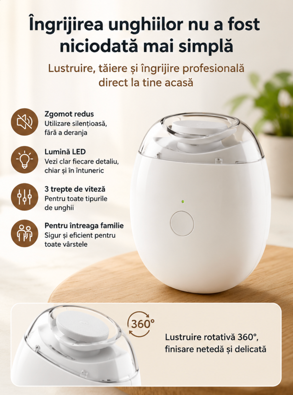 Unghiera Electrica 2-în-1 pentru Tăierea și Pilirea Unghiilor – NailCare™