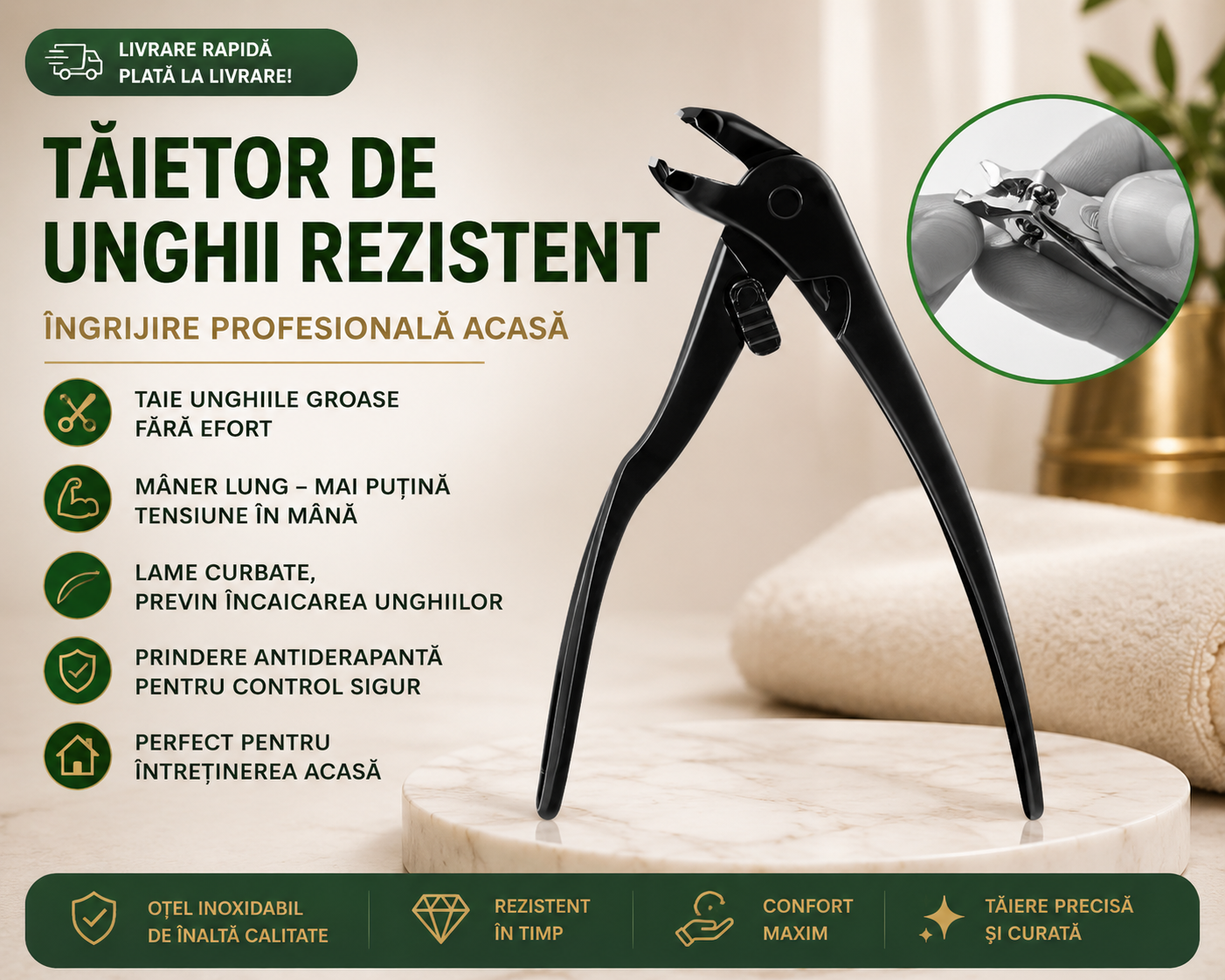 Unghieră Profesională cu Mâner Lung – Tăiere Ușoară și Precisă