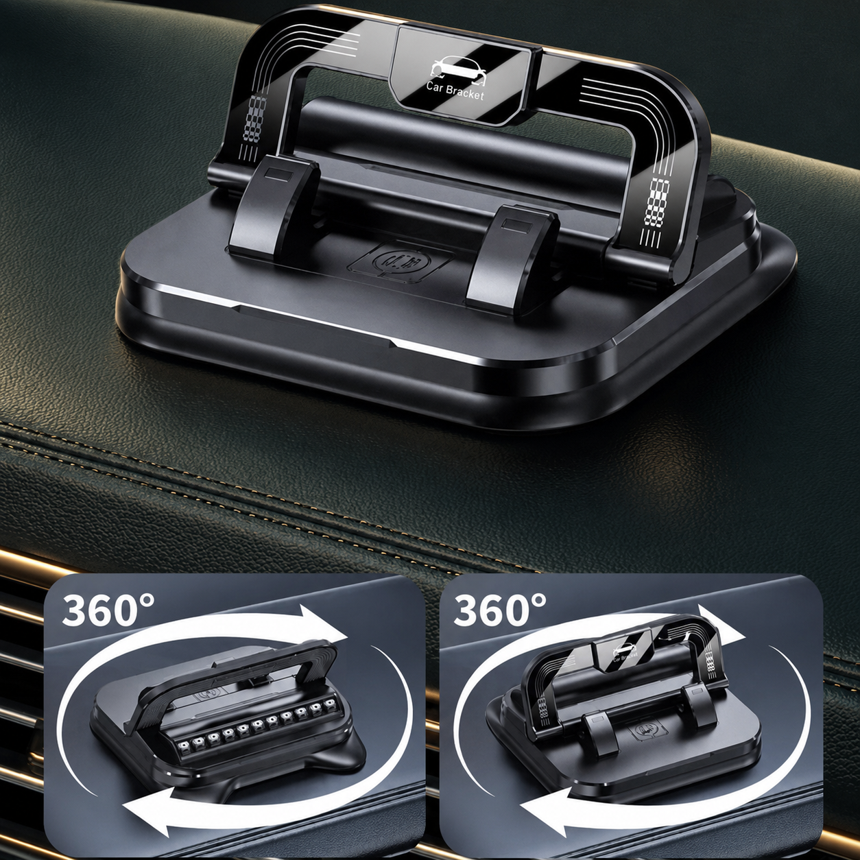Suport Auto 2 în 1, Rotativ la 360° – Fixare Sigură pentru Telefon