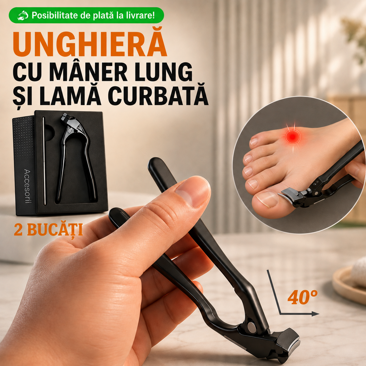 Unghieră Profesională cu Mâner Lung – Tăiere Ușoară și Precisă