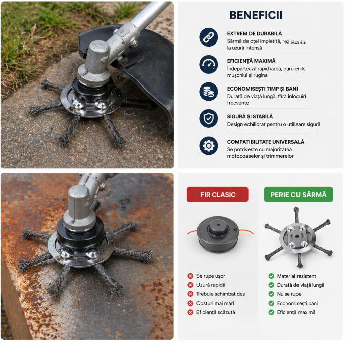 Cap Metalic Ultra-Rezistent pentru Motocoasa