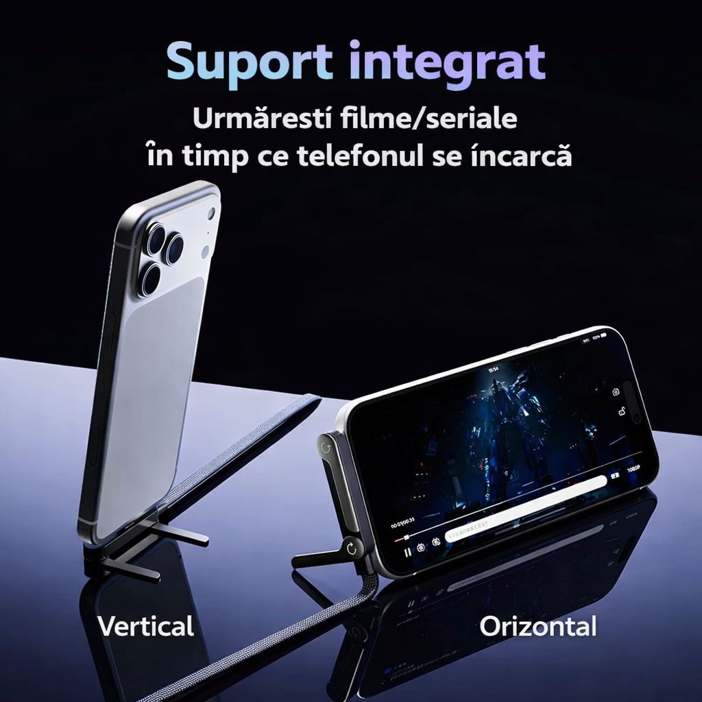 Suport Telefon cu Încărcare Rapidă 240W USB-C – Reglabil și Pliabil