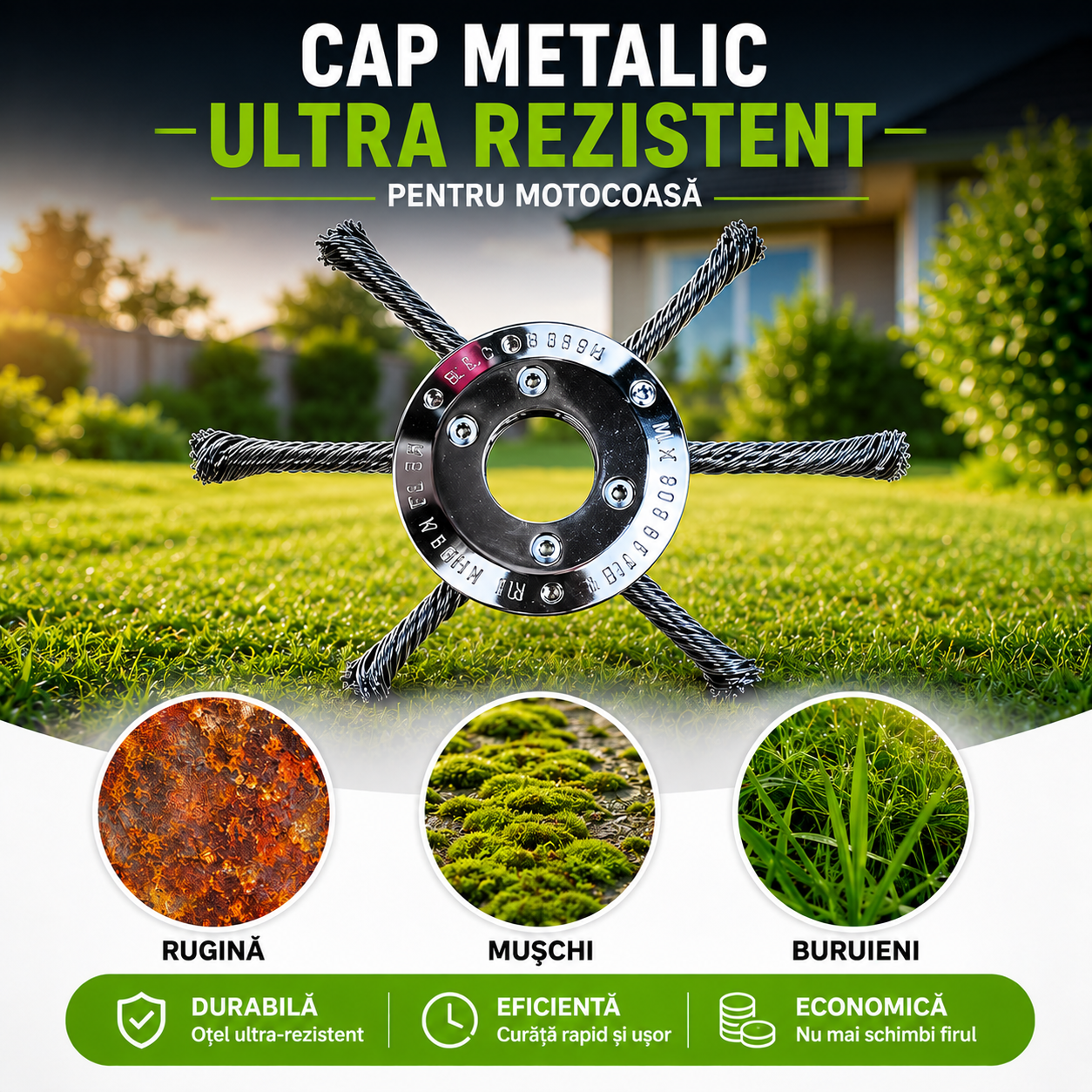 Cap Metalic Ultra-Rezistent pentru Motocoasa