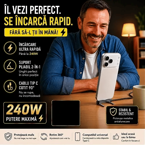Chargio™ – Suport Telefon cu Încărcare Rapidă 240W USB-C