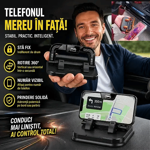 Suport Auto 360° pentru Telefon – Fix și Mereu la Vedere