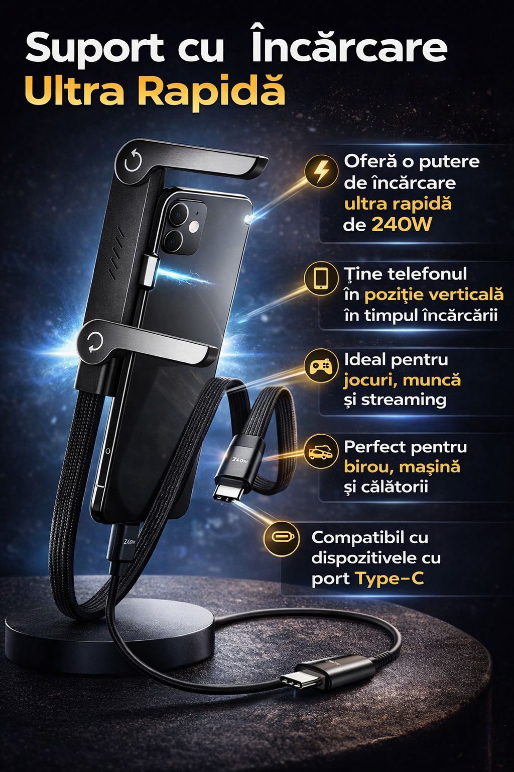 Suport cu încărcare ultra rapidă